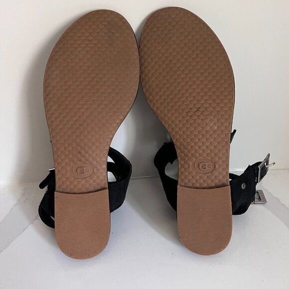 UGG Lecia Black Leather and Suede Ankle Wrap Sandal Size 9 NWOT - Picture 16 of 16